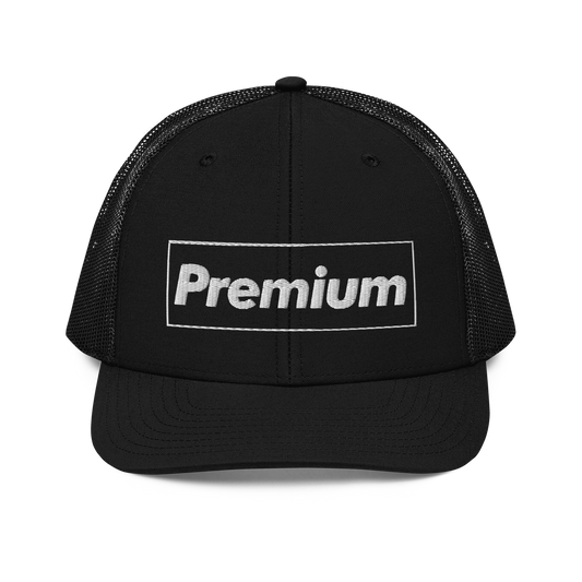 PREMIUM EMBROIDERED BLACK TRUCKER HAT